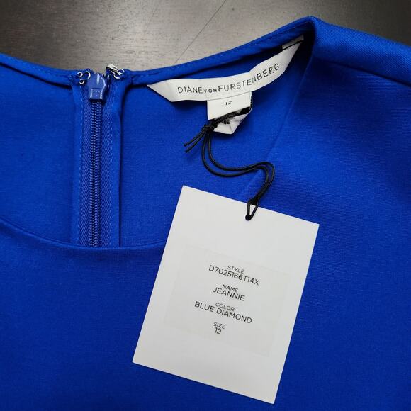 NWT Diane von Furstenberg Jeannie Blue Diamond Dress Size 12 - Picture 2 of 6